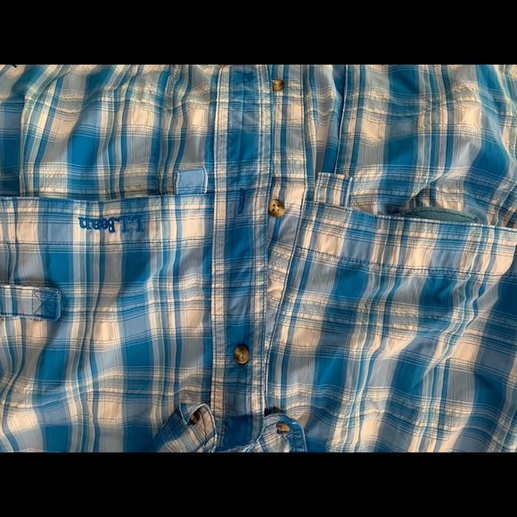 LL Bean plaid button down short sleeve shirt - Picture 3 of 4
